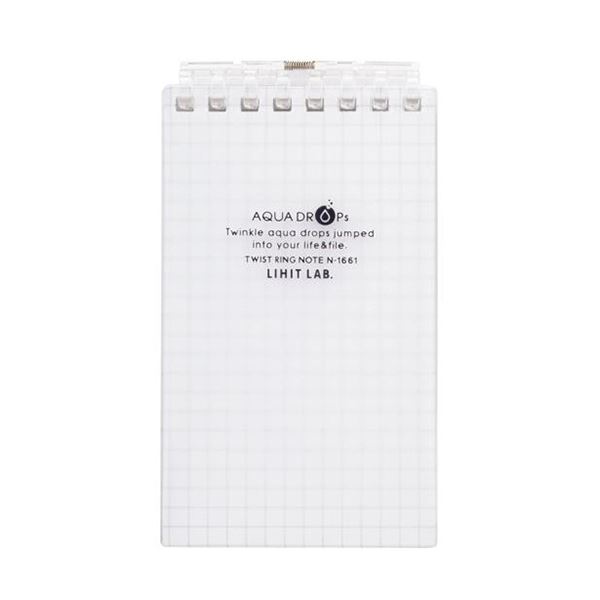 (まとめ) リヒトラブ AQUA DROPsツイストノート（メモサイズ） 125×72mm 8穴 5mm方眼罫 乳白 40枚 N-1661-1 1冊 【×50セット】
