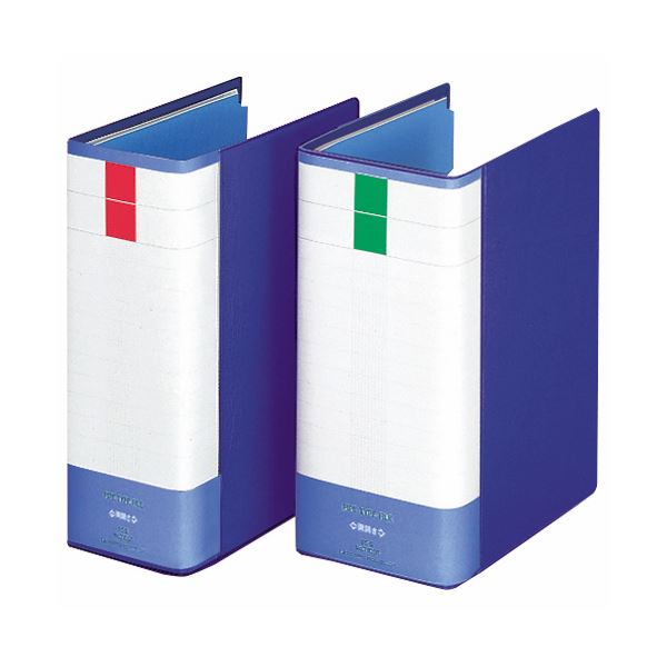 (まとめ) ライオン事務器 パイプ式ファイル(環境)両開き B5タテ 1000枚収容 100mmとじ 背幅121mm ブル..