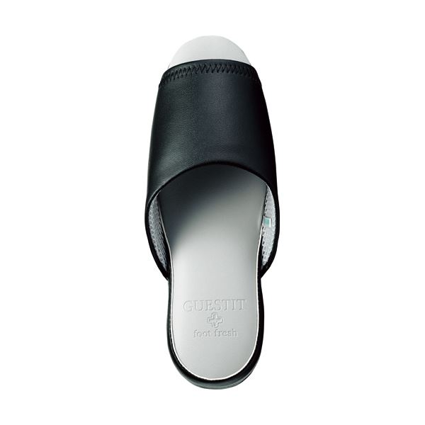 （まとめ）オクムラ GUESTIT（ゲストイット） ビニールレザースリッパ 前開きタイプ 【ブラック M】 NG..
