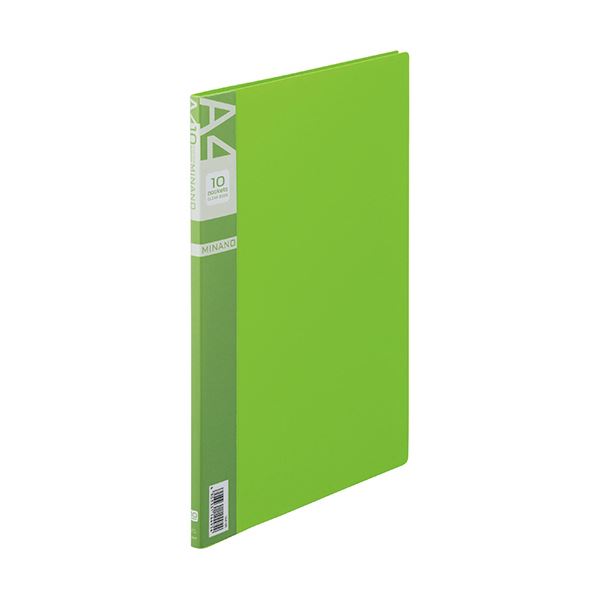 (まとめ) ライオン事務器 クリアーブックMINANO(ミナノ) A4タテ 10ポケット 背幅8mm グリーン CR-10M 1..