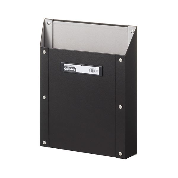 (まとめ) TANOSEEマグネットボックス（貼り表紙） A4タテ型 黒 1個 【×10セット】