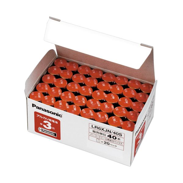 （まとめ）パナソニック アルカリ乾電池 単3形 LR6XJN/40S 1箱（40本） 【×3セット】