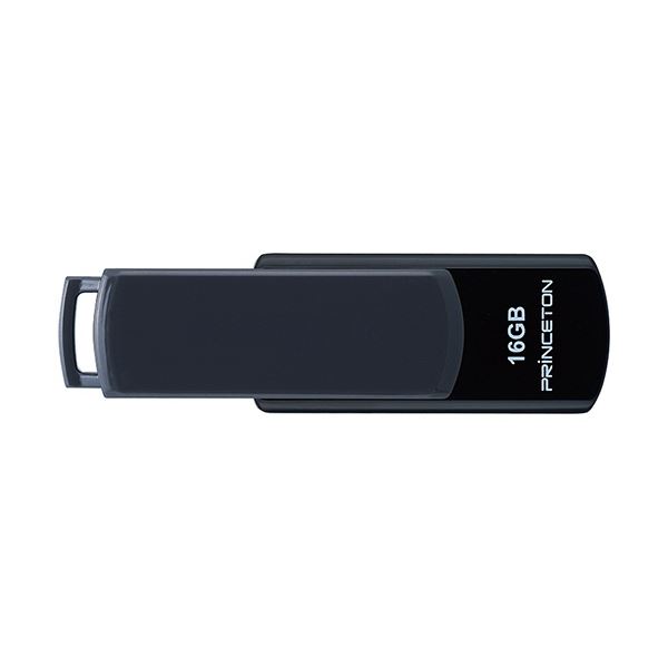 （まとめ）プリンストン USBフラッシュメモリー 回転式キャップレス 16GB グレー/ブラック PFU-T3UT/16G 1個 【×5セット】 送料込！