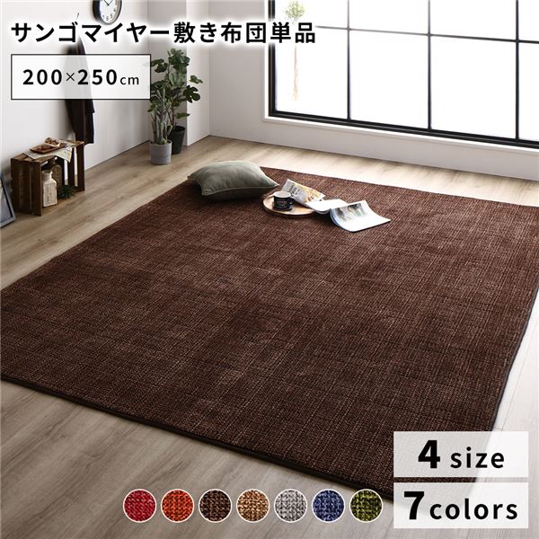 ラグマット こたつ敷布団 約200×250cm ブラウン 防滑加工 ホットカーペット対応 マイクロファイバー サンゴマイヤー リビング【代引不可】