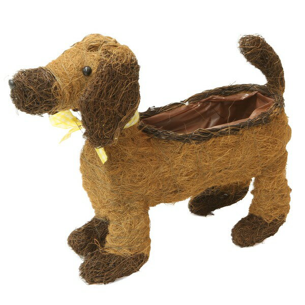 アニマルバスケット/植物プランター 【ドッグXL ライトブラウン】 麻/籐製 82-210 〔ガーデニング用品 ..