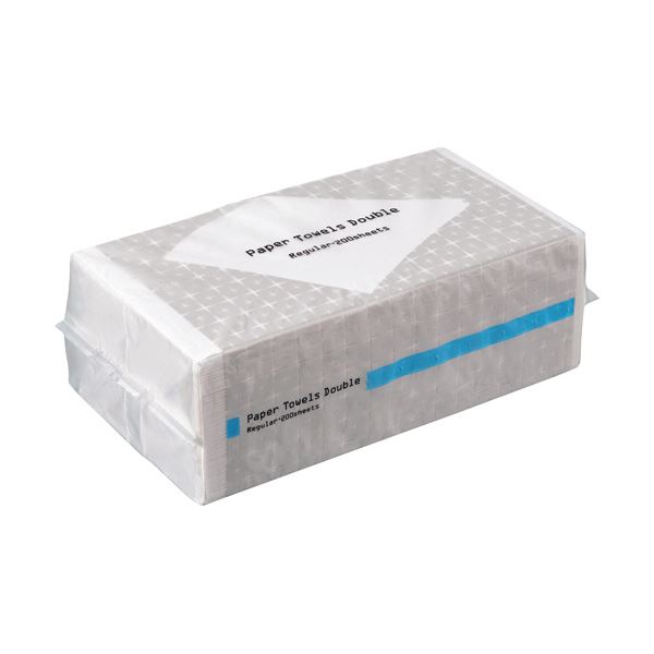 TANOSEE ペーパータオル 抗菌・ダブル（レギュラー）200組/パック 1ケース（30パック）