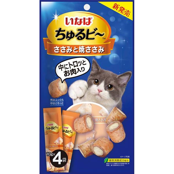 〔まとめ〕 キャットフード ペットフード いなば ちゅるビ〜 ささみと焼ささみ 10g×4袋 20セット 猫用品 ペット用品 送料無料！