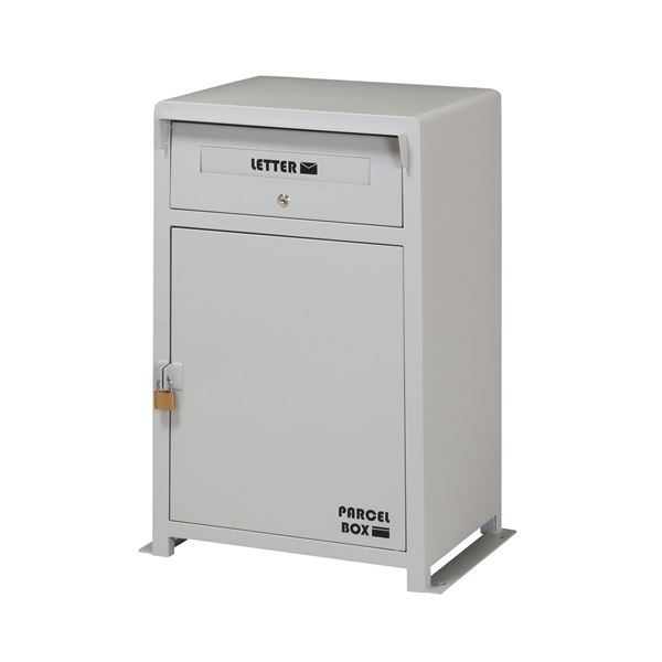 宅配ボックス/配達BOX 【ホワイト】 幅590×奥行400×高さ830mm スチール粉体塗装 耐荷重収納部：10kg 〔..