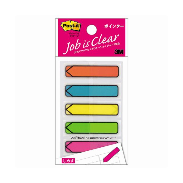 (まとめ) 3M ポストイット ジョーブ ポインター 44×12mm 5色 684NE 1パック（5冊） 【×30セット】