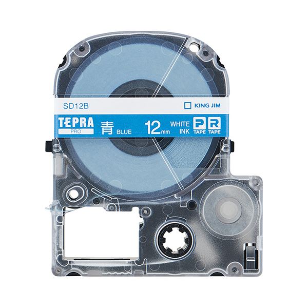 (まとめ) キングジム テプラ PRO テープカートリッジ ビビッド 12mm 青／白文字 SD12B 1個 【×10セット】