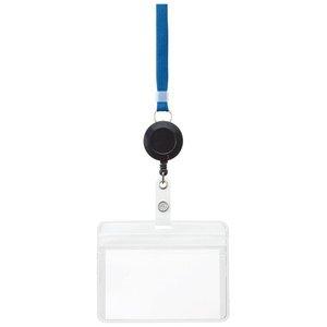 TANOSEE リール式吊下げ名札 防水チャック付 青 1個 　送料込み！