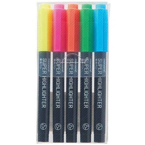 モナミ 蛍光ペン SUPER HIGHLIGHTER 5色セット(黄・桃・橙・緑・水) 18443 1パック...