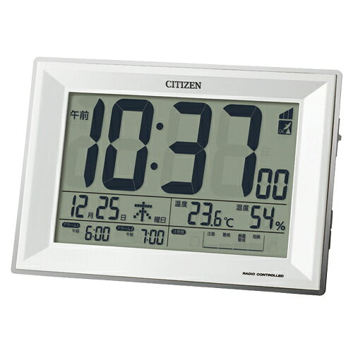 Watches - CITIZEN (シチズン) 電波 目覚まし 時計 パルデジットワイドDL ダブル アラーム ホワイト 8RZ151-003 　送料込み！