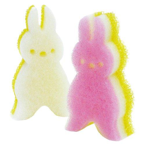 底ピタキッチンスポンジ(うさぎ) ホワイト×イエロー ピンク×イエロー KX‐053 　送料込み！