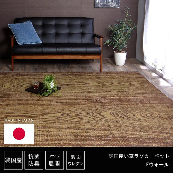 モダン調 い草 ラグマット/絨毯 【約140×200cm】 日本製 抗菌 防臭 調湿機能 耐久...