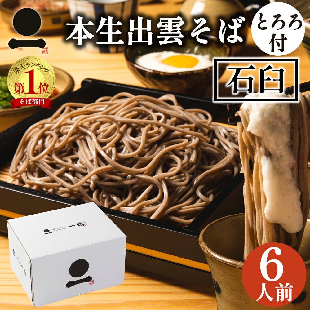 ギフト プレゼント お中元 御中元 そば 出雲そば 生そば 大和芋とろろ付き 6人前 つゆ付き【石臼挽き本生そば】 国産 島根県産 石臼挽き 自家製粉 高級 蕎麦 ギフト 奥出雲 日本三大そば 内祝い お祝い 贈答 送料無料（一部地域を除く）