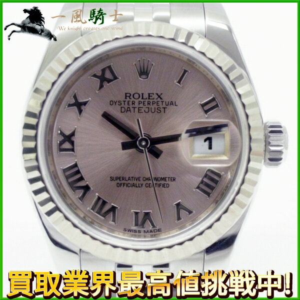 118663【中古】【ROLEX】【ロレックス】デイトジャスト　179174　ランダム　SS×K18WG　ピンクローマンインデックス　自動巻きrolex　外装仕上げ済み　箱付き　ルーレット　レディース時計