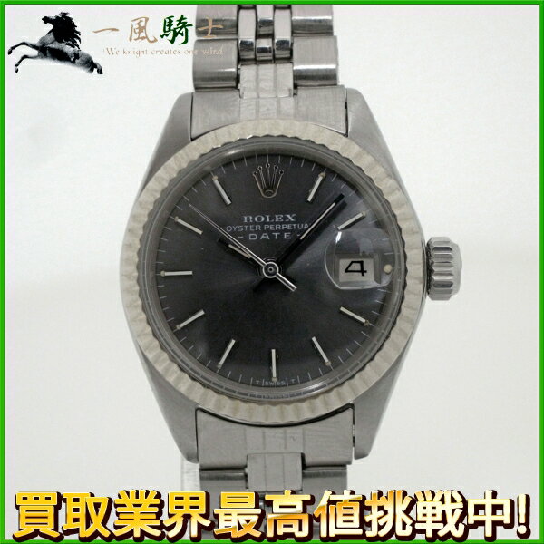 121544【中古】【ROLEX】【ロレックス】オイスターパーペチュアル　デイト　6917　31番　SS×K18WG　グレー文字盤　自動巻きコンビ　ステンレス　ホワイトゴールド　オートマチック　レディース時計