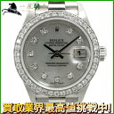 132303【中古】【ROLEX】【ロレックス】オイスターパーペチュアル　デイトジャスト　69136NG　W番　PT950　純正ダイヤベゼル　10Pダイヤ×シェル文字盤　自動巻きプラチナ　レディース時計