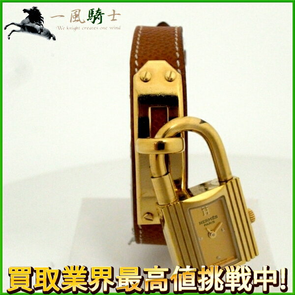136604【中古】【HERMES】【エルメス】ケリーウォッチ　GP　シャンパン文字盤　電池式hermes　南京錠　箱付　レディース時計のサムネイル