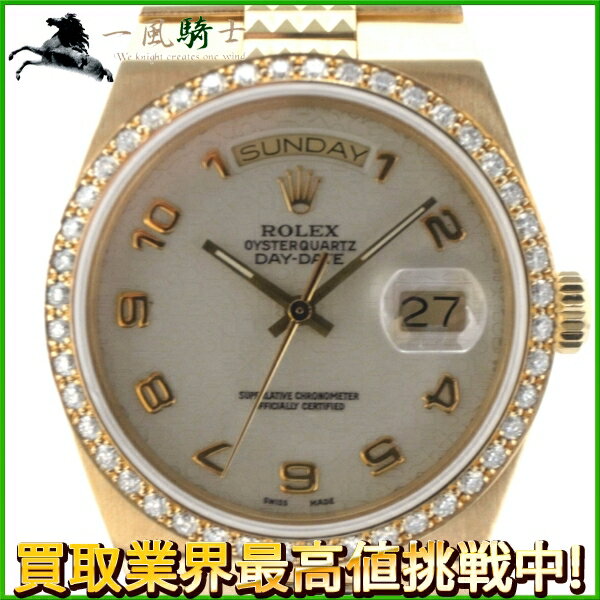 141527【中古】【ROLEX】【ロレックス】デイデイト　19028　K18YG　ダイヤベゼル　コンピューター文字盤　クオーツrolex　金無垢　メンズ時計