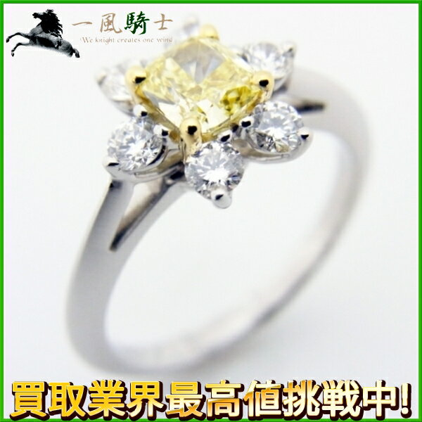 145387【中古】【TIFFANY&CO.】【ティファニー】バターカップ　リング　PT950×K18WG　イエローダイヤモンド0.48ct×ダイヤモンド　♯66号　指輪　アクセサリー　ブランドジュエリー