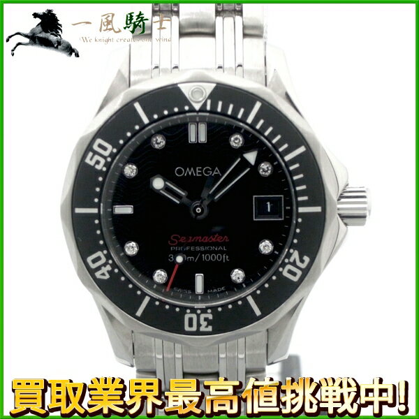 153353【中古】【OMEGA】【オメガ】シーマスター プロフェッショナル　212.30.28.61.51.001　SS　　8Pダイヤ　ブラック(黒)文字盤　箱付き　自動巻きomega　レディース時計