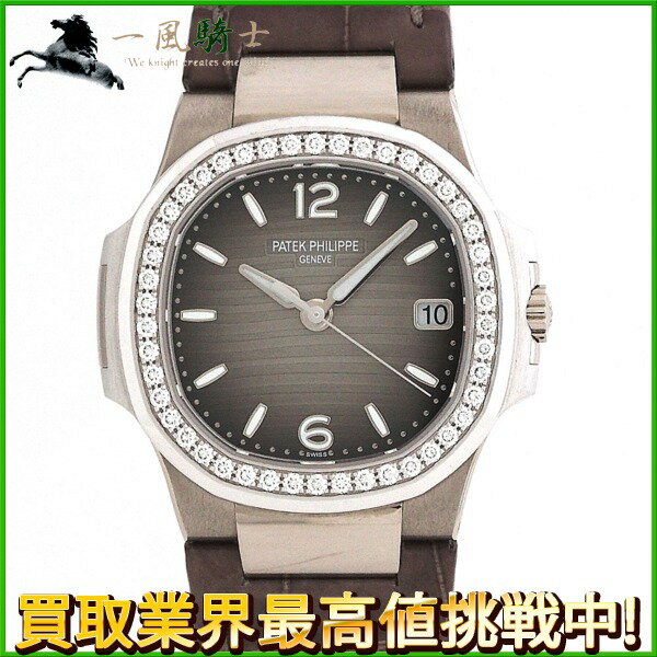 200118【中古】【PATEK PHILIPPE】【パテックフィリップ】ノーチラス レディ　7010G-012　グレーグラデーション文字盤　ベゼルダイヤ　K18WG×革　QZ　保証書　箱