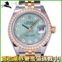 229633【未使用】【ROLEX】【ロレックス】デイトジャスト 279383RBR ランダム品番 ミントグリーン文字盤 10Pダイヤ ベゼルダイヤ YG×SS 保証書 箱 【中古】も多数出品中!!