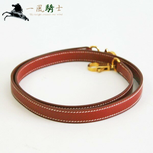 【3,000円OFFクーポン利用可】【枚数限定 5/1(土)0：00から】276387【中古】【HERMES】【エルメス】ストラップ　ボックスカーフ　ブリック×ゴールド金具hermes　別売り　ショルダーストラップ