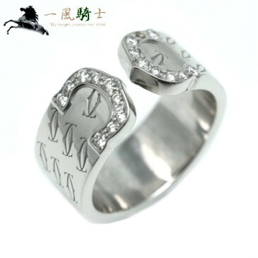 276906【送料無料】【中古】【CARTIER】【カルティエ】C2 ハッピーバースデー リング K18WG×ダイヤモンド ♯499号 ワイド ホワイトゴールド 750 2Cロゴ アクセサリー ブランドジュエリー