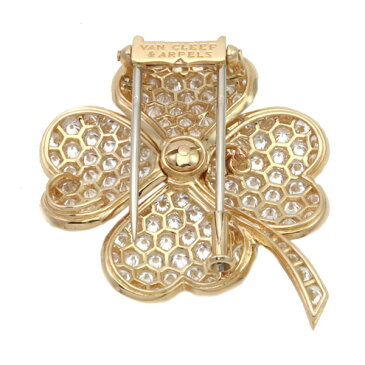 【30,000円OFFクーポン利用可】【枚数限定 5/2(土)朝9：59まで】349191【中古】【VanCleefArpels】【ヴァンクリーフ&アーペル】コスモス　クリップ　ラージ　K18YG×パヴェダイヤモンドVCA　ブローチ　イエローゴールド　750　四葉　ブランドジュエリー