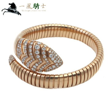 337777【中古】【BVLGARI】【ブルガリ】セルペンティ トゥボガス ブレスレット 348589 K18PG×パヴェダイヤモンド #SM750 ピンクゴールド スネーク バングル アクセサリー ブランドジュエリー
