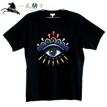 366074【未使用】【KENZO】【ケンゾー】Tシャツ　アイモチーフ　コットン100%　ブラック　5TS057　表記サイズ:XLケンゾー　黒　半袖　クルーネック