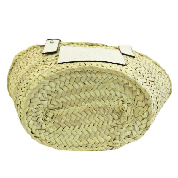 380646【未使用】【LOEWE】【ロエベ】バスケットバッグ スモール　ストロー×レザー　ベージュ×ホワイトloewe　ハンドバッグ