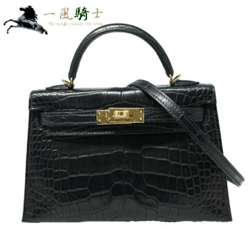 400707【新品】【HERMES】【エルメス】ミニケリー2　アリゲーター マット　ブラック　黒　Y刻　ゴールド金具hermes　2020年製　2way　ハンドバッグ　ショルダーバッグ　クロコダイル