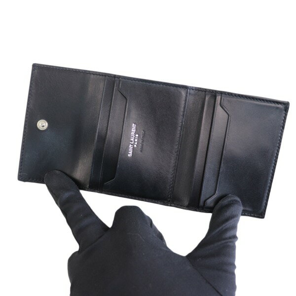405992【中古】【SAINT LAURENT PARIS】【サンローランパリ】三つ折り財布　カーフ　ブラック　556375YSL　3つ折り財布　小銭入れ付き