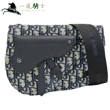 409457【未使用】【CHRISTIAN DIOR】【クリスチャン・ディオール】サドルポーチ トロッター キャンバス×レザー ブルー 1ADPO095YKYcd Saddle ショルダーバッグ クロスボディバッグ メンズ