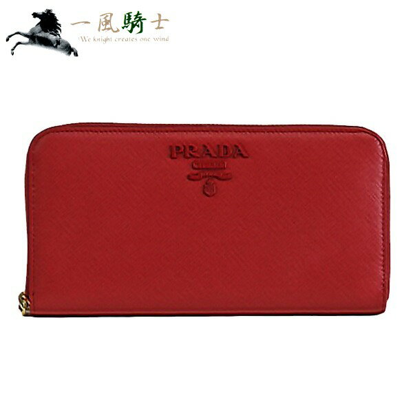 409315【未使用】【PRADA】【プラダ】ラウンドファスナー長財布　サフィアーノ　レッド　1ML506prada　型押しレザー　ファスナー長財布　レディース　【中古】も多数出品中!!