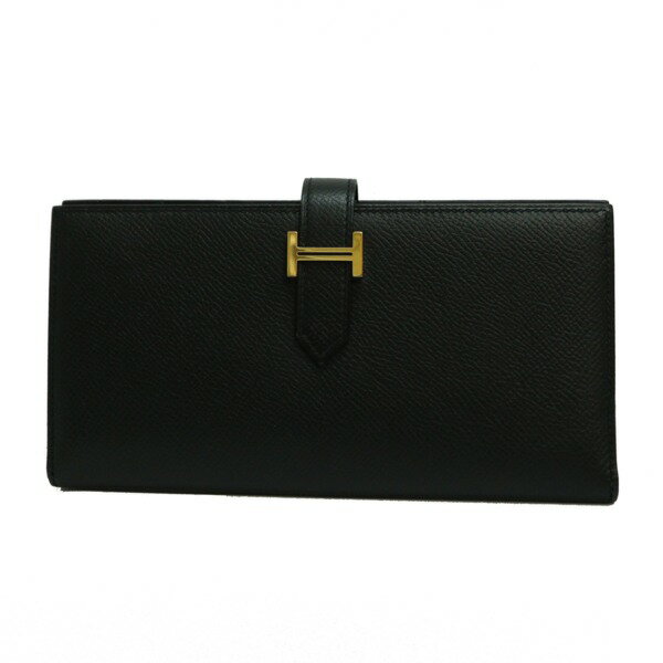 【クーポン利用可】【7月26日1:59まで】416364【中古】【HERMES】【エルメス】ベアンスフレ　ヴォーエプソン　ブラック　黒　C刻　ゴールド金具hermes　2018年製　2つ折り　二つ折り長財布　メンズ　レディース