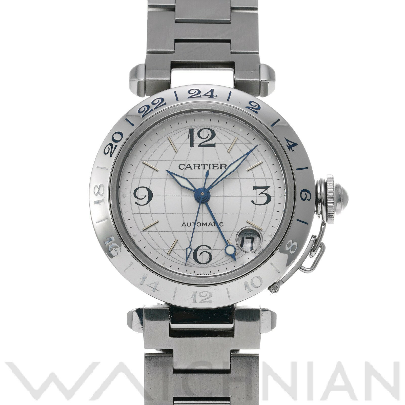 【中古】 カルティエ CARTIER パシャC メリディアン GMT W31029M7 シルバー ユニセックス 腕時計