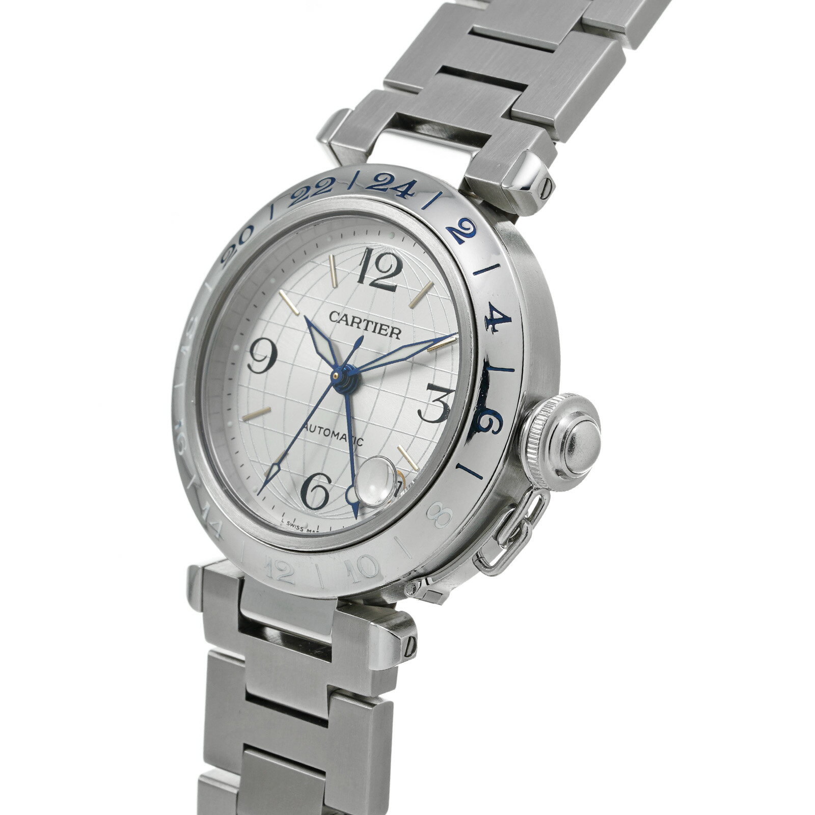 【中古】 カルティエ CARTIER パシャC メリディアン GMT W31029M7 シルバー ユニセックス 腕時計