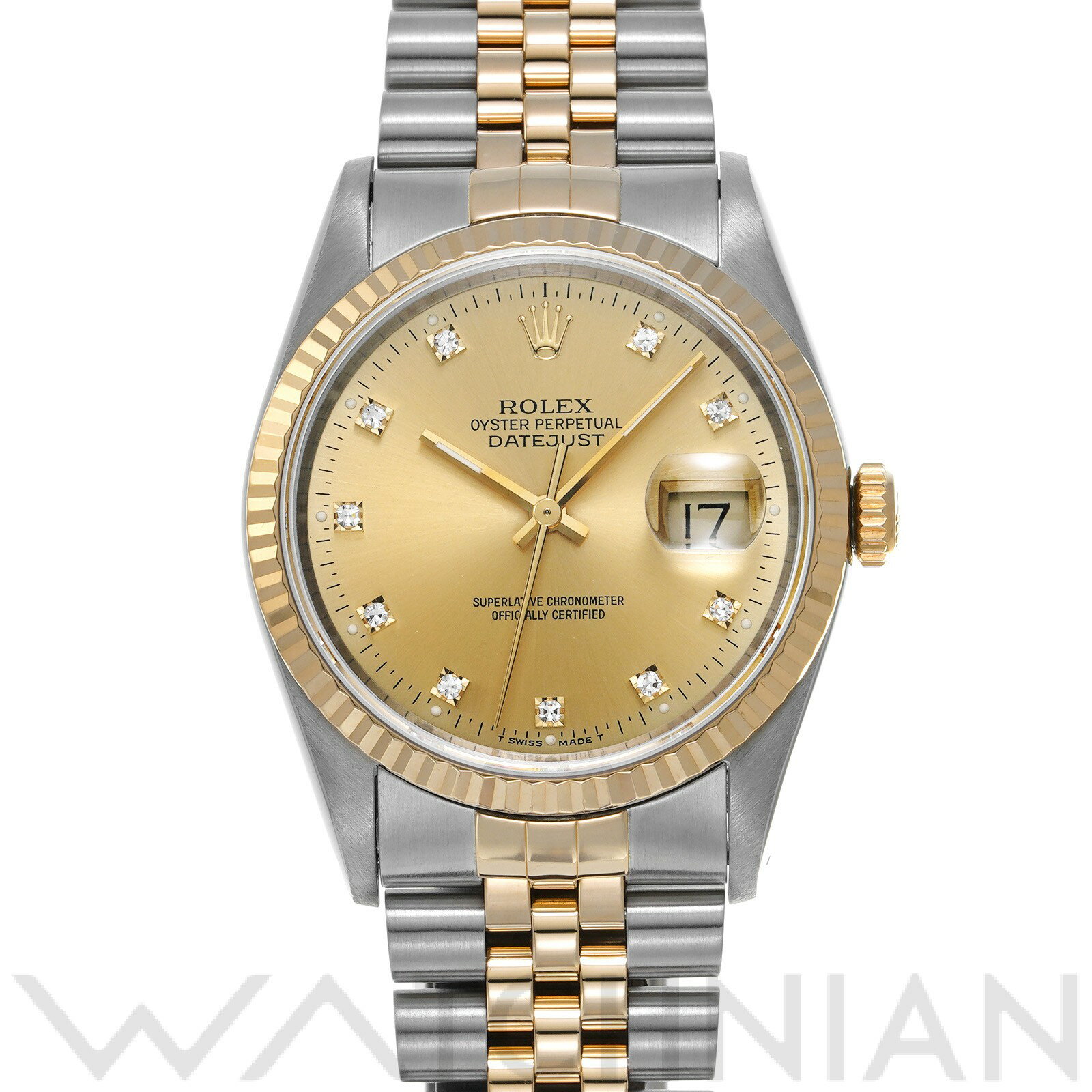 【中古】 ロレックス ROLEX デイトジャスト 16233G E番(1991年頃製造) シャンパン/ダイヤモンド メンズ 腕時計