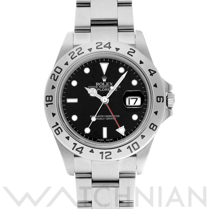 【39ショップ限定P2倍＆最大50,000円OFFクーポン配布中！】【中古】 ロレックス ROLEX エクスプローラーII 16570 F番(2004年頃製造) ブラック メンズ 腕時計