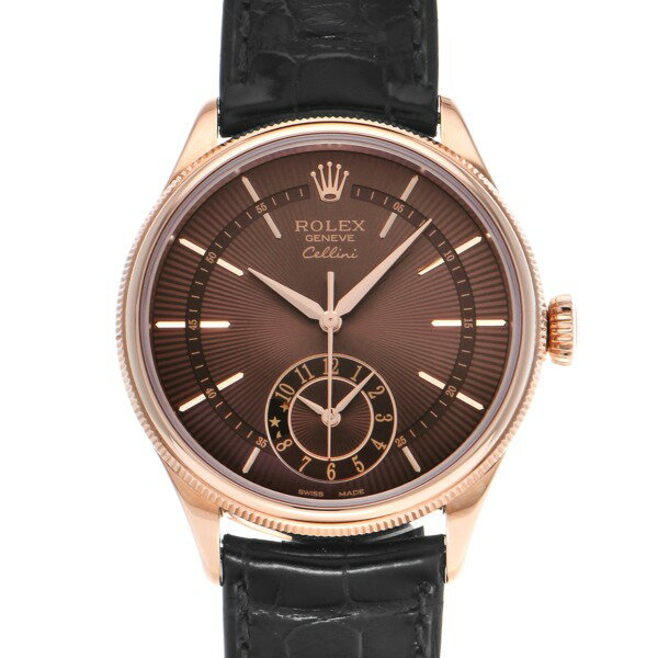 【未使用品】 ロレックス ROLEX チェリーニ デュアルタイム 50525 ランダムシリアル チョコレートブラウン メンズ 腕時計