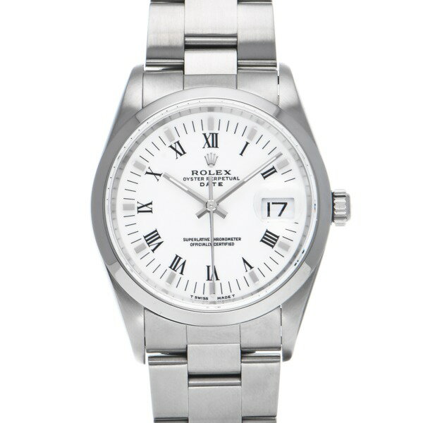 【中古】 ロレックス ROLEX オイスターパーペチュアル デイト 15200 U番(1998年頃製造) ホワイト メンズ 腕時計
