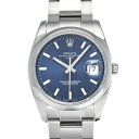 【中古】 ロレックス ROLEX オイスターパーペチュアル デイト 34 115200 Z番(2006年頃製造) ブルー メンズ 腕時計