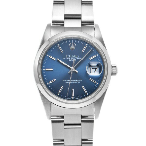 【中古】 ロレックス ROLEX オイスターパーペチュアル デイト 15200 W番(1995年頃製造) ブルー メンズ 腕時計