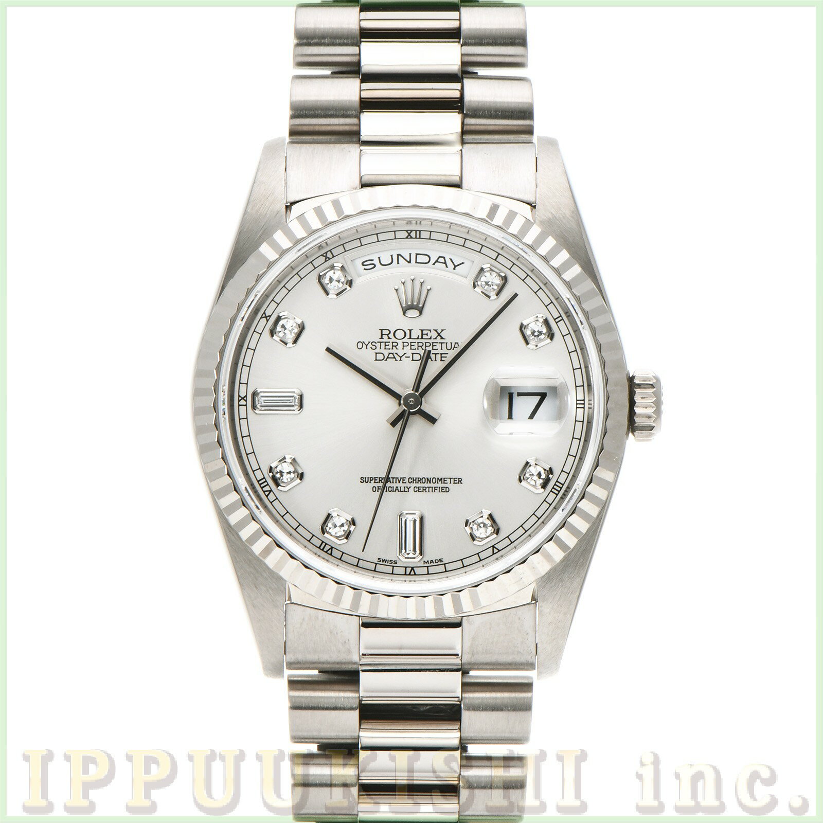 【中古】 ロレックス ROLEX デイデイト 18239A A番(1999年頃製造) シルバー/ダイヤモンド メンズ 腕時計