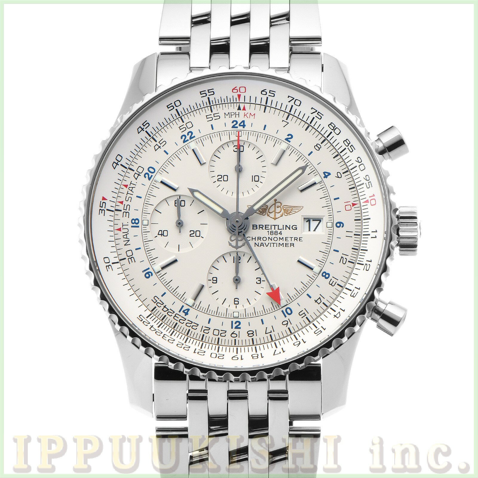 【中古】 ブライトリング BREITLING ナビタイマー ワールド A242G71NP シルバー  ...